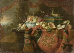 BRUEGHEL Jan Baptist,Still life with fruits, oysters and lobster on a t,Galerie Koller 2009-09-14