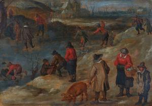 BRUEGHEL Jan I 1568-1625,Winterliche Dorflandschaft mit Schlittschuhläufern,Lempertz DE 2023-11-18