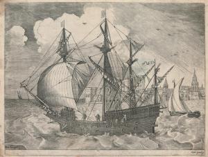 BRUEGHEL Pieter I 1525-1569,Armed Four-Master Sailing towards a Port,1565,Christie's GB 2009-09-16