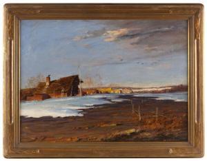 BRUESTLE George Matthew 1872-1939,Late winter landscape with barn,Eldred's US 2023-07-28