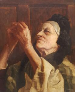 BRUETON FREDERICK 1882-1911,Elderly Lady Threading a Needle,David Duggleby Limited GB 2023-06-16