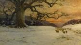 BRUETON FREDERICK 1882-1911,Sheep in Winter Evening Landscape,1911,David Duggleby Limited 2018-03-23