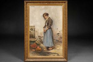 BRUGADA Y PANIZO Ricardo 1867-1919,Young girl with broken pitcher in the founta,1891,Anteo Subastas 2024-04-03