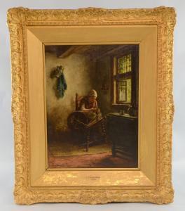 brugman jacobus franciscus 1830-1898,lady at a spinning wheel,Ewbank Auctions GB 2014-03-26