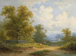 BRUGNER Colestin 1824-1887,Sommerliche Voralpenlandschaft,Galerie Bassenge DE 2018-11-29