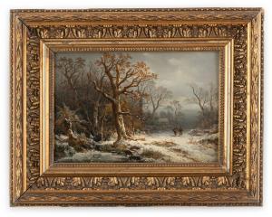 BRUGNER Colestin 1824-1887,Spaziergänger in winterlicher Landschaft,Leo Spik DE 2021-06-24