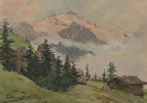 BRUN Édouard 1860-1935,La Jungfrau au soleil couchant,Etienne de Baecque FR 2022-12-14