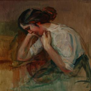 BRUN Harald 1873-1927,Portrait of a woman in deep contemplation,Bruun Rasmussen DK 2016-04-25