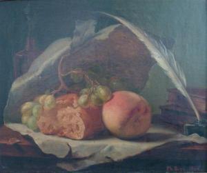 BRUN Ph 1800-1900,Nature morte aux pain et raisin,1866,Tajan FR 2011-05-05