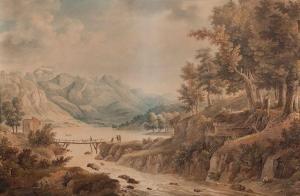 BRUNE Christian 1793-1849,Paysage des Alpes,1823,Aguttes FR 2019-06-13