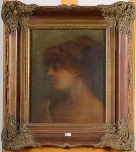 BRUNEEL Albert 1800-1900,Profil d’’une élégante,VanDerKindere BE 2014-03-18