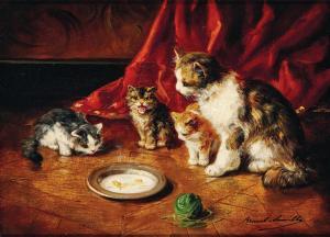 BRUNEL DE NEUVILLE Alfred Arthur 1852-1941,A mother cat with kittens in front of a,Palais Dorotheum 2024-02-21