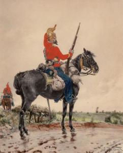 BRUNEL DE NEUVILLE Alfred Arthur 1852-1941,Mounted Soldier on Guard,1877,Heritage US 2013-06-15