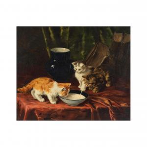 BRUNEL DE NEUVILLE Alfred Arthur 1852-1941,Trois chatons et leur coupe de lai,Cornette de Saint Cyr 2024-02-21