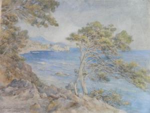 BRUNET DEBAINES Alfred Louis 1845-1939,Coastal Scene with Tree,Rachel Davis US 2018-02-10