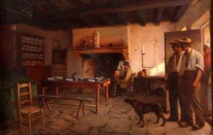 BRUNET JEAN 1850-1920,Kitchen Interior with Figures,Keys GB 2010-07-09