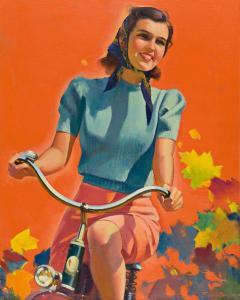 BRUNNER Frederick Sands 1886-1954,Autumn Bicycle Ride,Swann Galleries US 2021-12-16