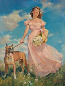 BRUNNER Frederick Sands 1886-1954,Spring Beauty with Boxer,1940,Swann Galleries US 2021-06-24