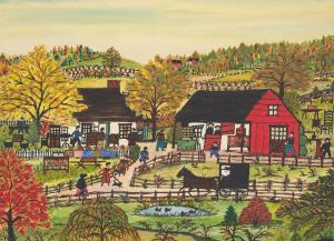 BRUNNER Hattie Klapp 1890-1982,Red Cottage,1962,Freeman US 2023-12-05