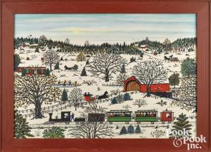 BRUNNER Hattie Klapp 1890-1982,winter landscape,1963,Pook & Pook US 2022-10-06