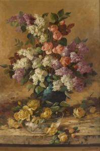 BRUNNER Julienne 1900-1900,Composition florale avec roses jaunes,Horta BE 2012-11-19