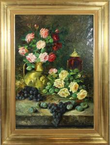 BRUNNER Julienne 1900-1900,Nature morte aux fleurs et fruits,Osenat FR 2012-11-25
