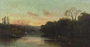 BRUNT van Henry 1832-1903,Flusslandschaft in der Abenddämmerung.,Dobiaschofsky CH 2006-11-01