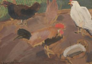 BRUSSELMANS Jean 1884-1953,Coq et poules,1921,Christie's GB 2012-06-05