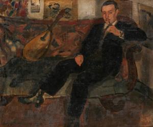 BRUSSELMANS Jean 1884-1953,L'homme à la pipe,1923,Horta BE 2024-04-22