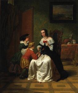 Bruyn Daniel de,Lady with children in the snuggery presenting a mi,1858,Van Ham DE 2007-07-05
