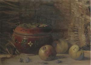 BRYAN C.H 1800,Apples, grapes and a cooking pot on a table,Christie's GB 2006-01-11