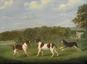 BRYAN J 1800-1800,Three dogs in a landscape before a countryhouse,1818,Bonhams GB 2010-01-20