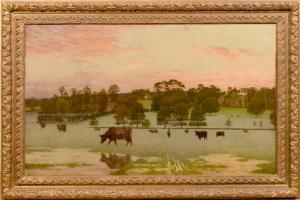 BRYANT BROWN T,Cattle grazing in a parkland setting, at sunset,Tring Market Auctions GB 2017-03-10
