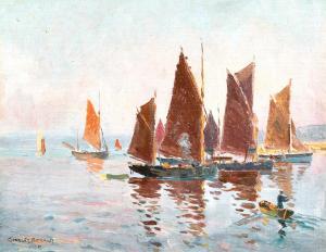 BRYANT Charles David Jones 1883-1937,A figure on a boat making his way to sailb,1919,John Nicholson 2021-04-21