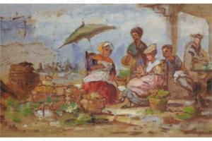 BRYANT Henry 1812-1890,A Sketch of Figures by a Vegetable Stall,John Nicholson GB 2015-07-15