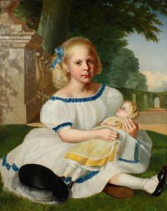 BRYCE Smith,Portrait of a Girl Holding a Doll in a Garden Set,19th Century,John Nicholson 2020-08-21