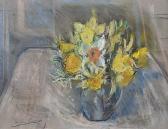 BRYSON Hilary,STILL LIFE, DAFFODILS IN A GREEN JUG,Ross's Auctioneers and values 2018-11-07