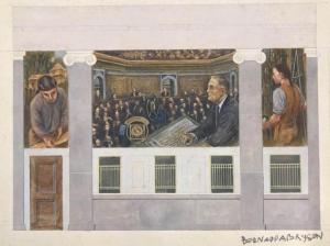BRYSON SHAHN Bernarda 1903-2003,Franklin Delano Roosevelt, Sketch for Bronx Mura,1938,William Doyle 2018-11-20