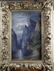 BRYSTORP Olav 1842-1904,Clair de lune sur les îles Lofoten en Norvège,Osenat FR 2021-05-16