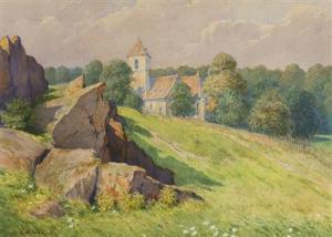 BUBENICEK Jindrich 1856-1935,A Landscape with a Church,1907,Palais Dorotheum AT 2016-09-24
