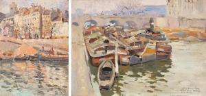 BUBENICEK Ota 1871-1962,Cargo Ships at Pont Neuf in Paris,1907,Palais Dorotheum AT 2023-09-07