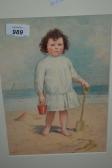 BUCHANAN A,young girl with bucket and spade on a beach,1916,Lawrences of Bletchingley GB 2017-07-18