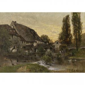 BUCHHOLZ Karl 1849-1889,Mühle am Fluss,Neumeister DE 2024-03-20
