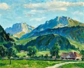 BUCHS Raymond 1878-1958,Les Sattelspitzen et la Hochmatt - Vue de Charmey,Zofingen CH 2015-06-06