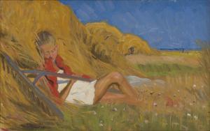 BUCHSEL Elisabeth 1867-1957,Schlafender Junge im Heu,1930,Galerie Bassenge DE 2023-11-30