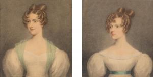BUCK Adam 1759-1833,Portrait of Miss Foote, Actress and Portrait of a ,1827,Hindman US 2023-10-20
