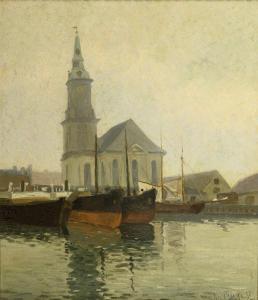 BUCK Chr 1900-1900,Schiffe am Kai vor Kirche,1917,Wendl DE 2023-10-25