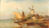 BUCKEN Peter 1831-1915,Riverlandscape with windmill. In the background th,Van Ham DE 2007-04-21