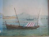 BUCKIE S,twilight seascape, boats before mountain,19th century,Thos. Mawer & Son GB 2007-10-06