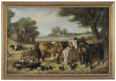 BUCKLEY R 1800-1900,Horses, Chickens and Pigs, in a farmyard,Brunk Auctions US 2013-05-11